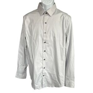 Express 1MX Gray Slim Fit Button Down Shirt, Size Large, 16-16.5, Corpcore, NWT